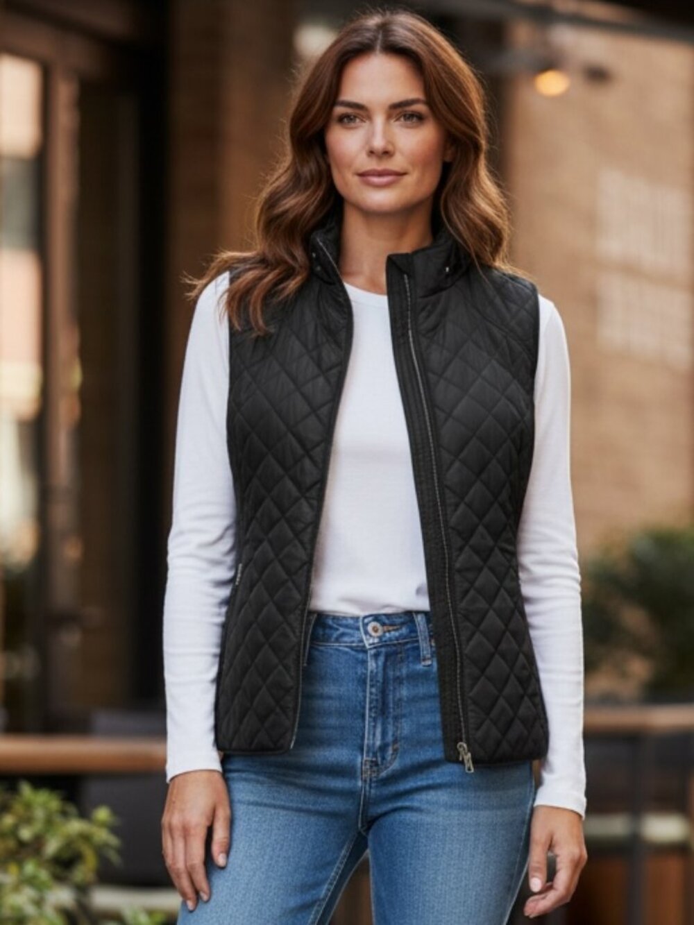 Market & Spruce Dulcie‎ Quilted Puffer Vest Womens M Black #227T